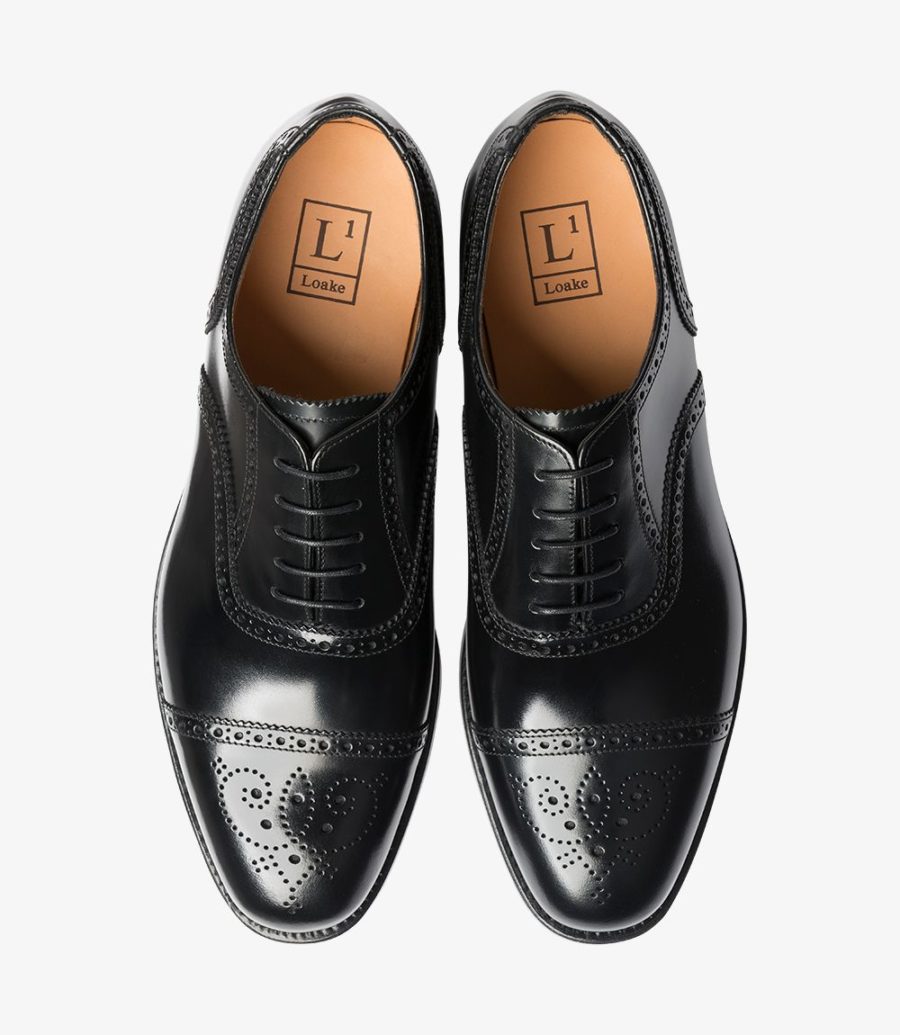 Loake 201 Men's Semi Brogues Black | IE5146847