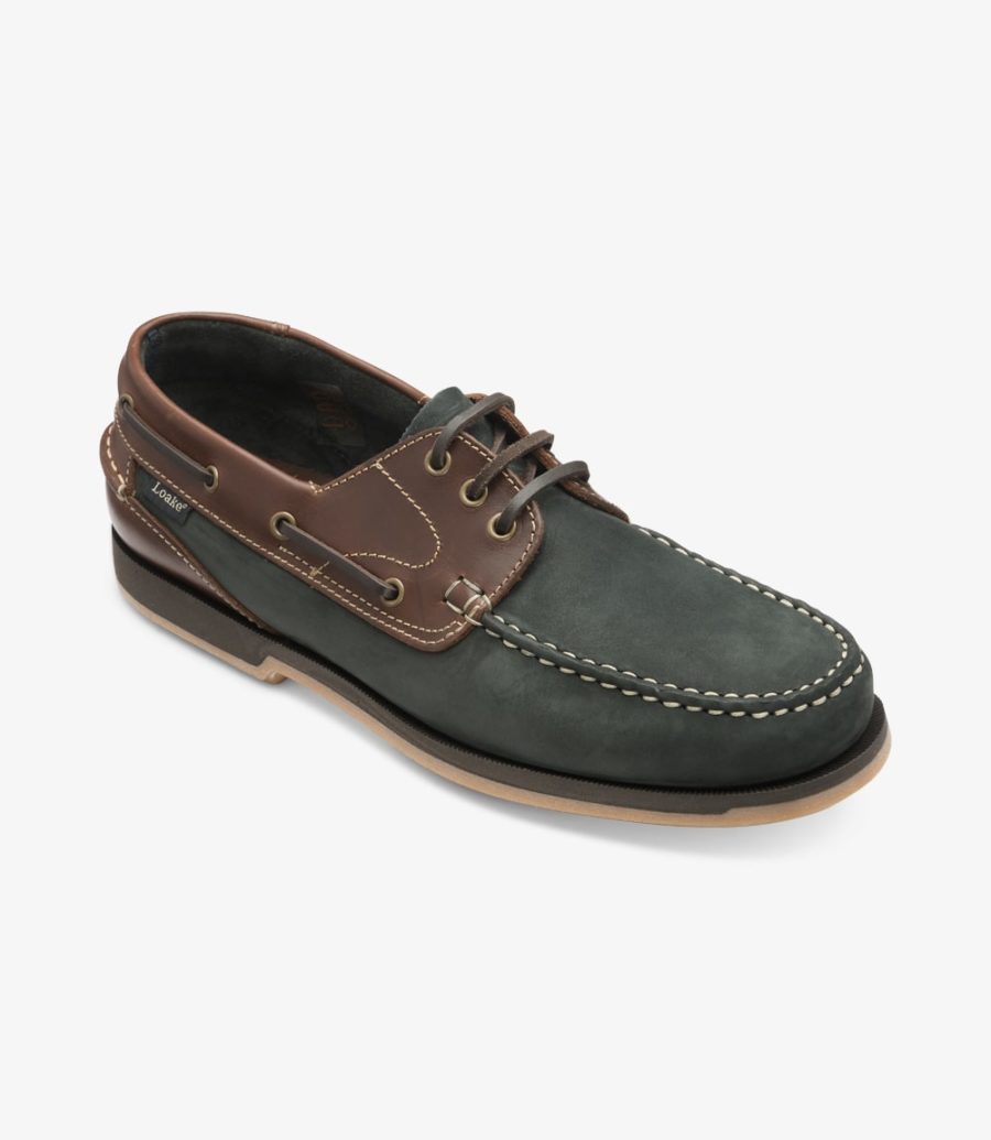 Loake 521 Men's Boat Shoes Navy Nubuck | IE6471484