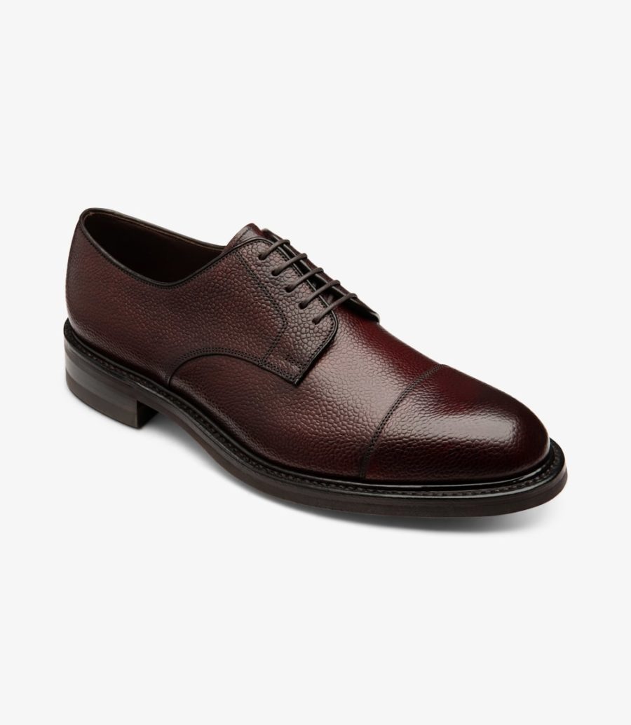 Loake Ampleforth Toe-cap Men's Derby Shoes Rosewood Grain | IE1804933