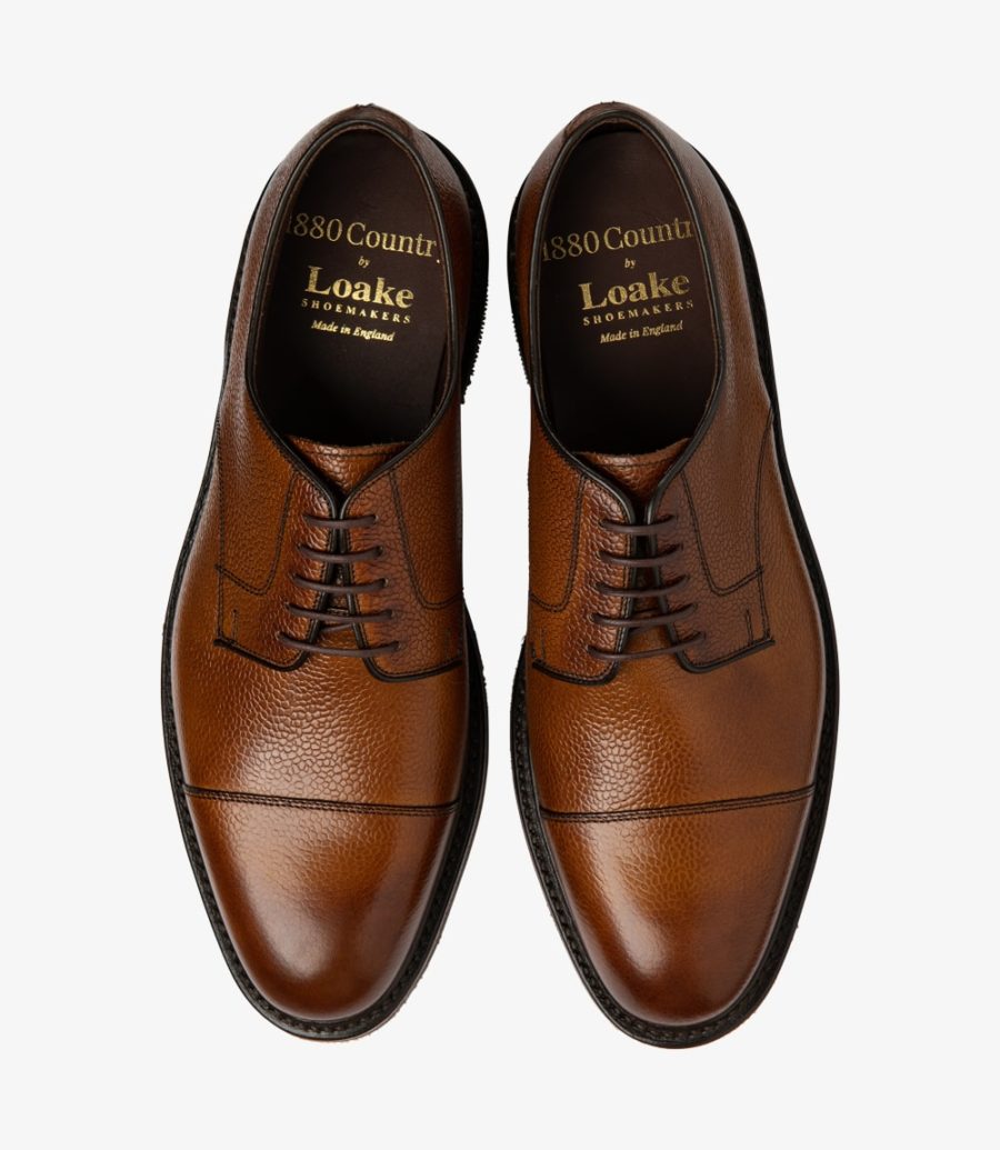 Loake Ampleforth Toe-cap Men's Derby Shoes Chestnut Brown Grain | IE9636815