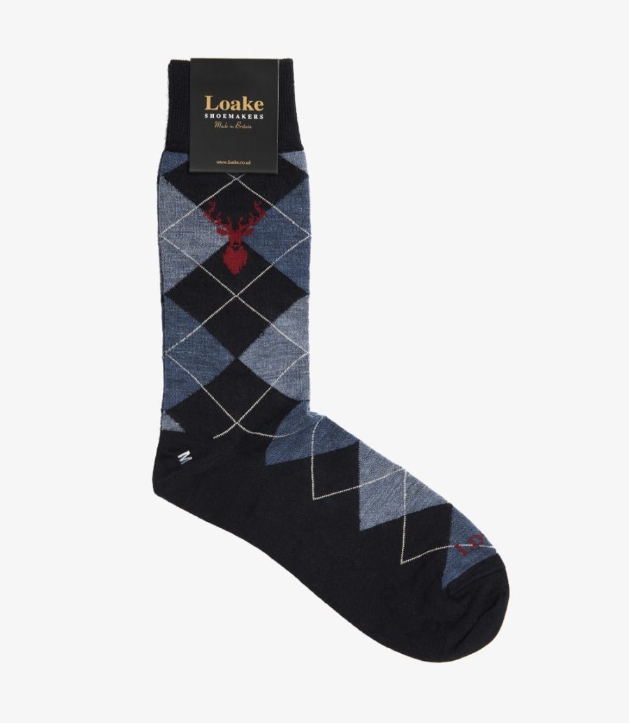 Loake Argyle Socks Men\'s Socks Navy | IE6485243