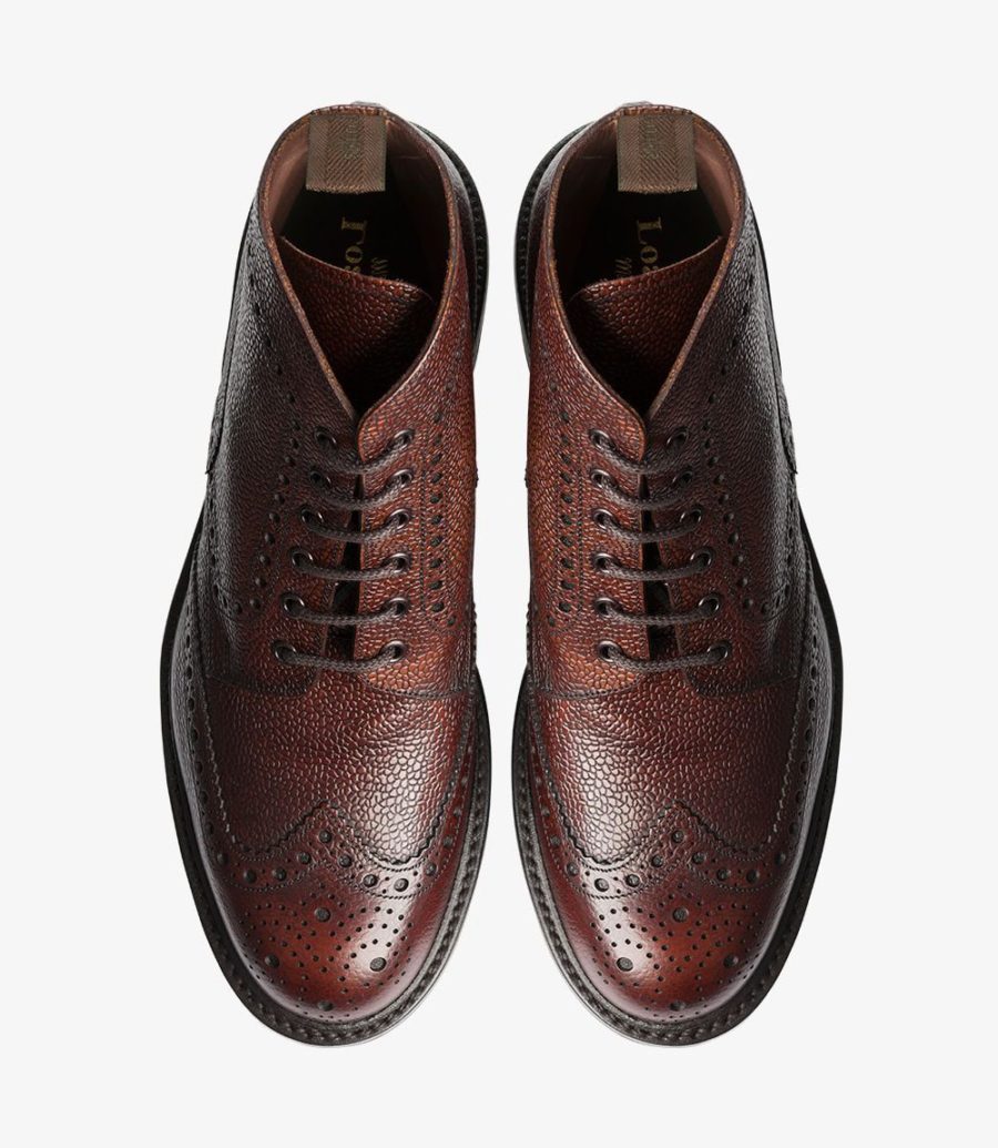 Loake Bedale Men's Brogue Boots Oxblood Grain | IE0003467