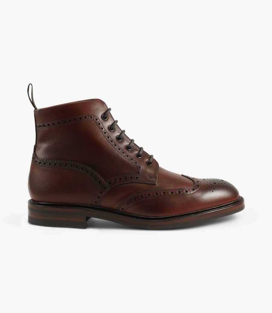 Loake Burford Men\'s Brogue Boots Burgundy | IE8592152