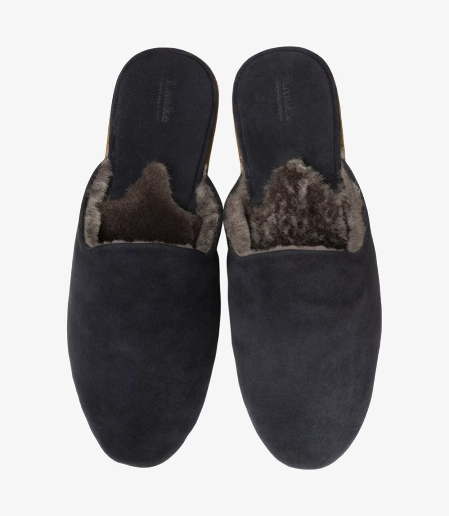 Loake Cavalry Navy Suede Slipper Men's Slippers Navy Suede | IE1855631