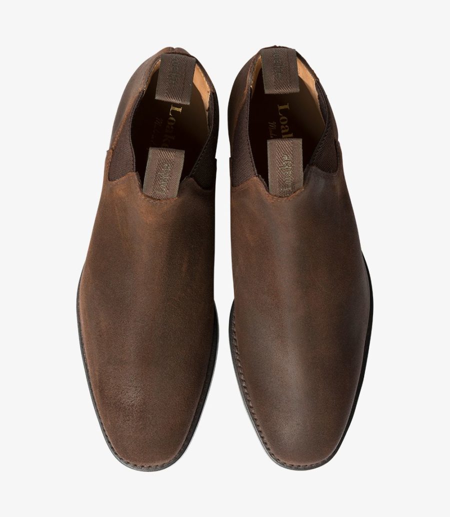 Loake Chatsworth Men's Chelsea Boots Brown Waxed Suede | IE7680095