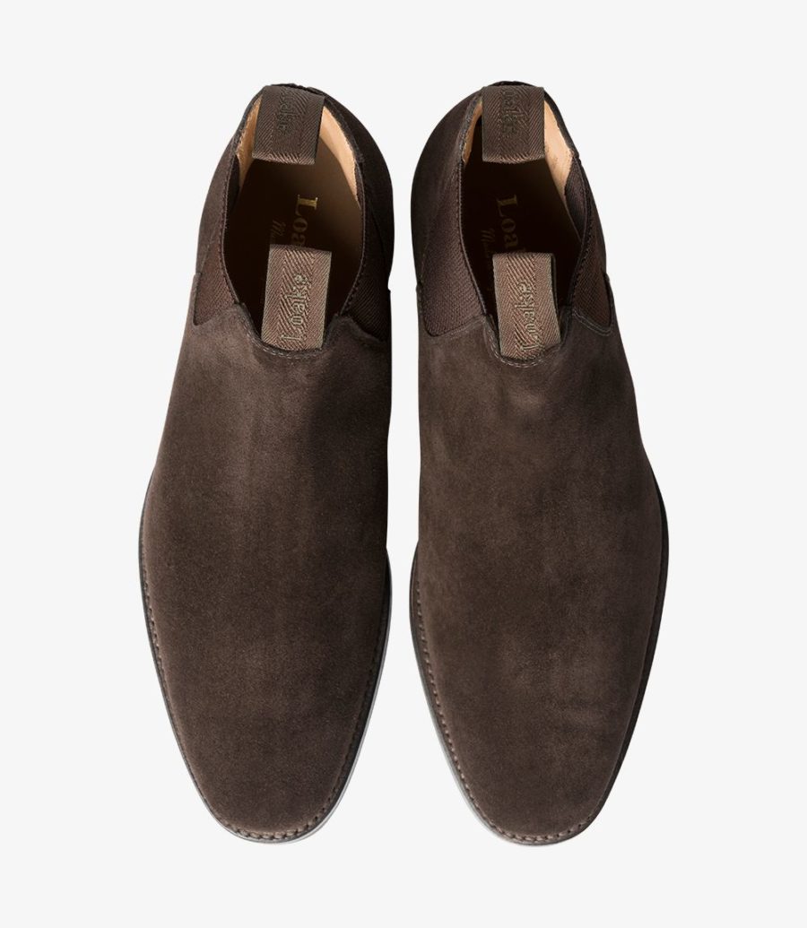 Loake Chatsworth Men's Chelsea Boots Dark Brown Suede | IE3826598