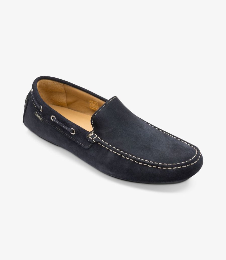 Loake Donington Men's Driving Shoes Navy Suede | IE9811667