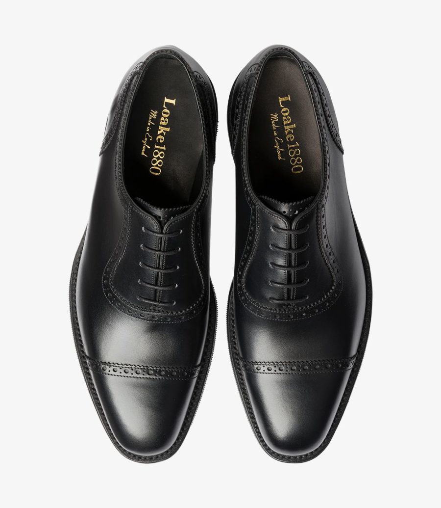 Loake Fleet Semi Brogue Men's Semi Brogues Black | IE3044145