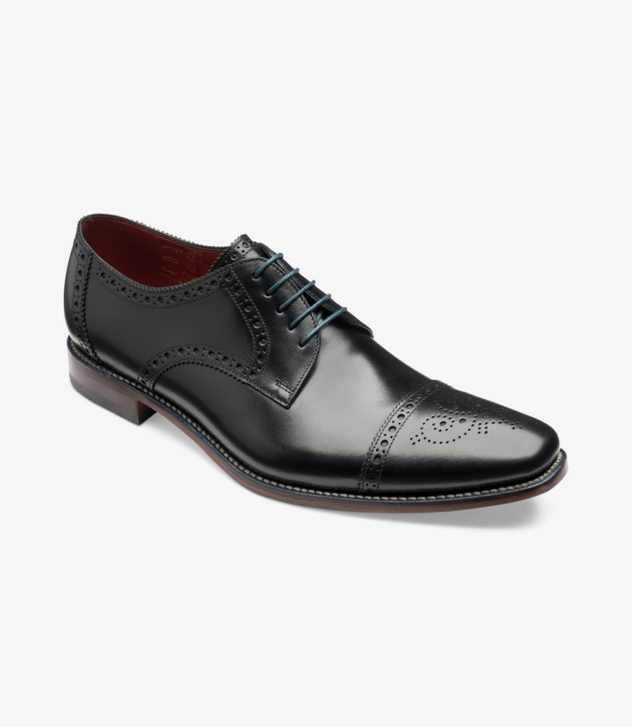 Loake Foley Semi Brogue Men's Semi Brogues Black | IE6721835