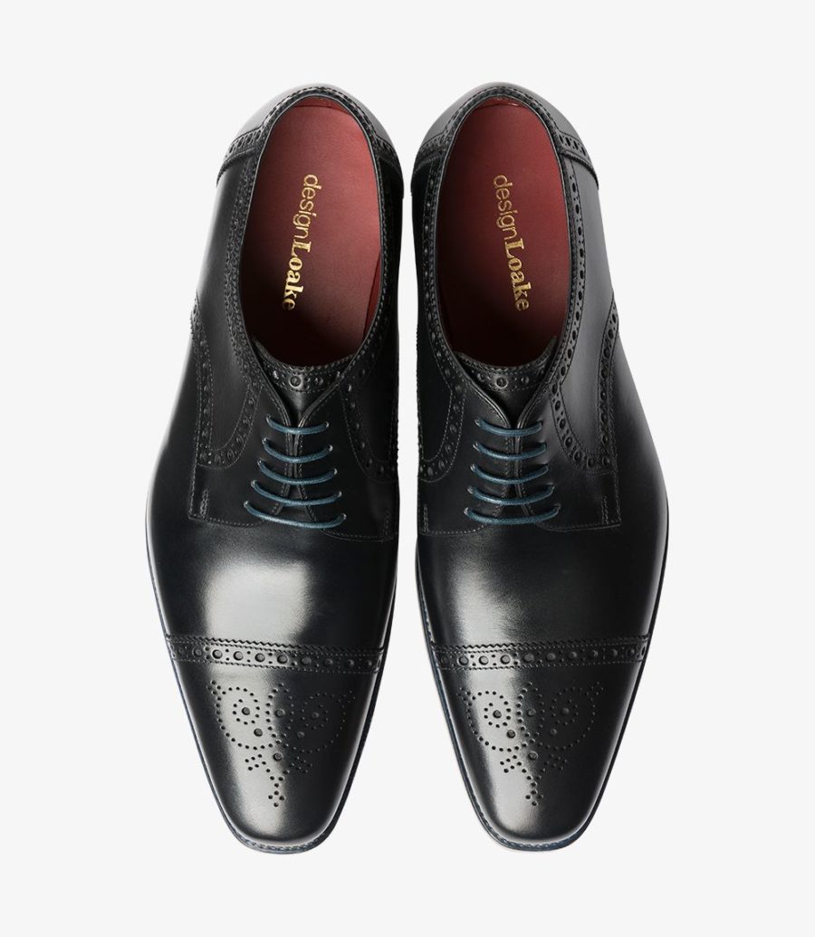 Loake Foley Semi Brogue Men's Semi Brogues Black | IE6721835