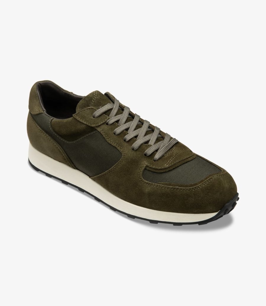 Loake Foster Green Suede Trainer Men's Sneakers Green Suede | IE8414309