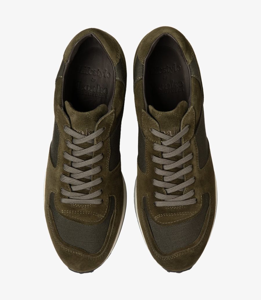 Loake Foster Green Suede Trainer Men's Sneakers Green Suede | IE8414309