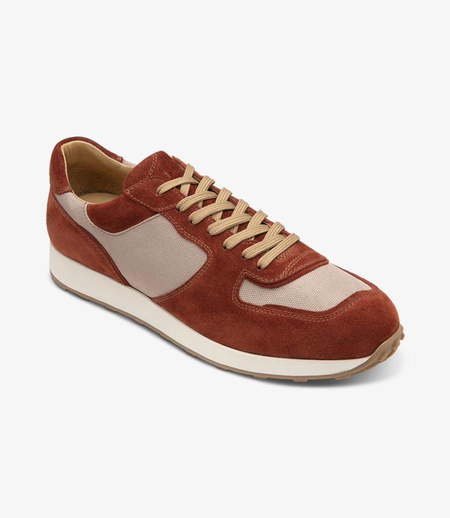 Loake Foster Suede Trainer Men's Sneakers Flame Orange Suede | IE3862507