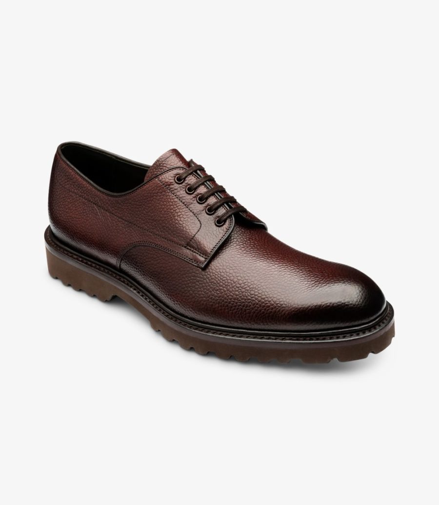 Loake Freud Burgundy Plain-tie Men's Derby Shoes Burgundy Grain | IE1534210