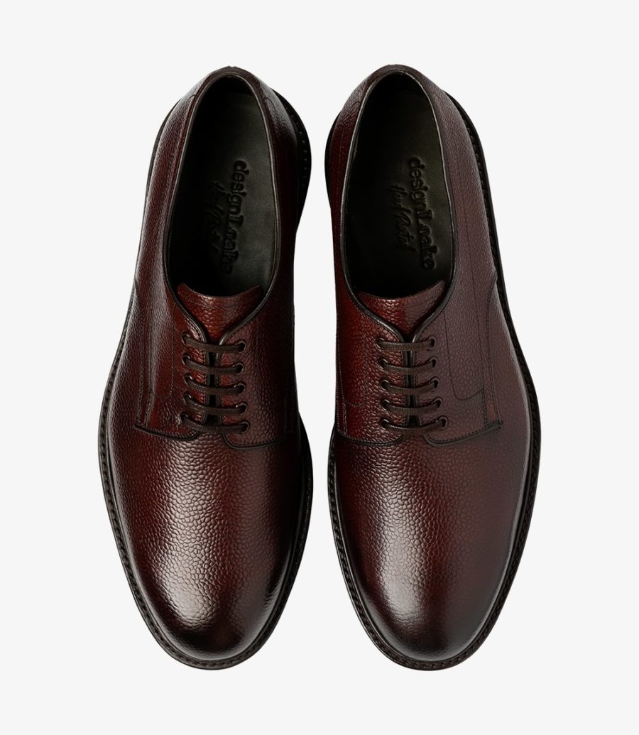 Loake Freud Burgundy Plain-tie Men's Derby Shoes Burgundy Grain | IE1534210