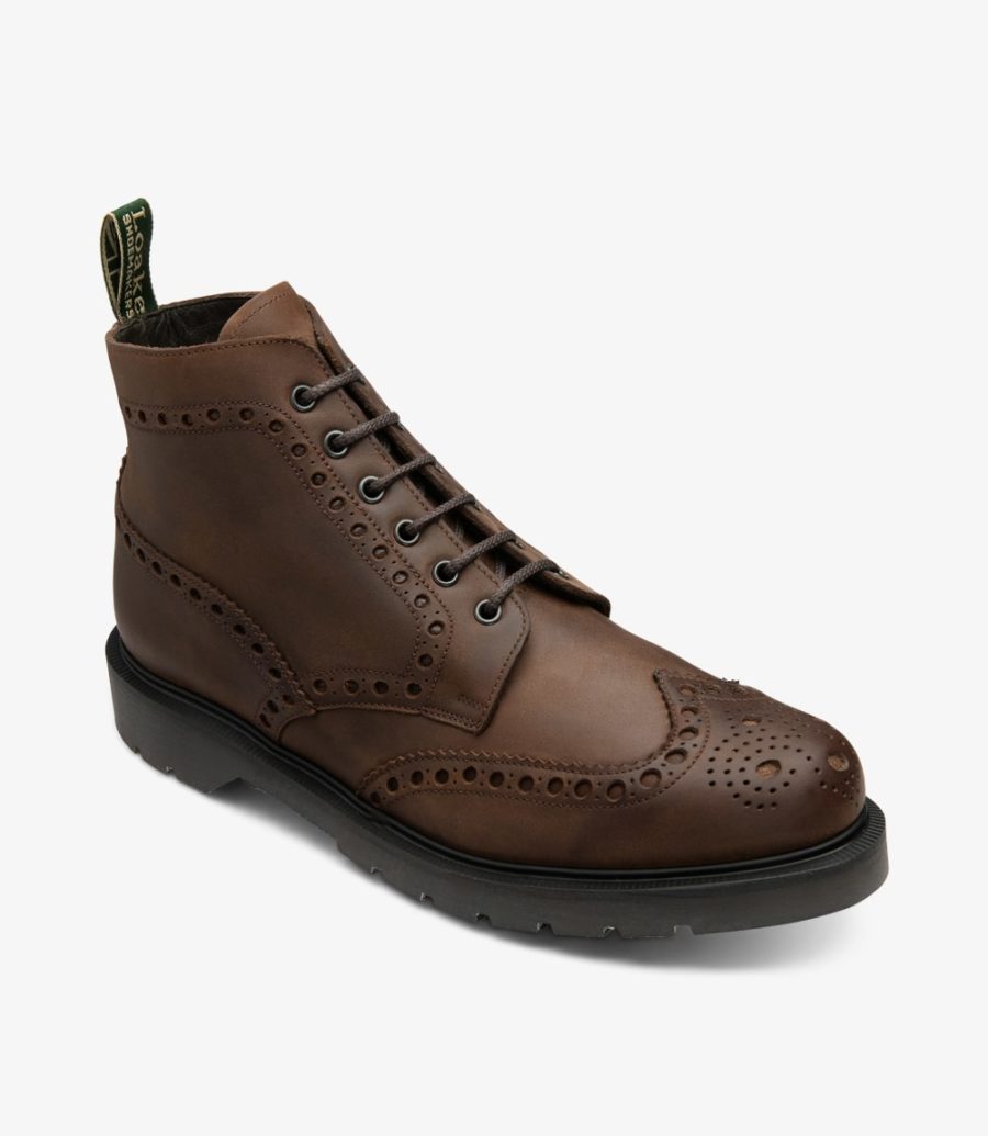 Loake Gage Boot Men's Brogue Boots Brown Oiled Nubuck | IE2661467