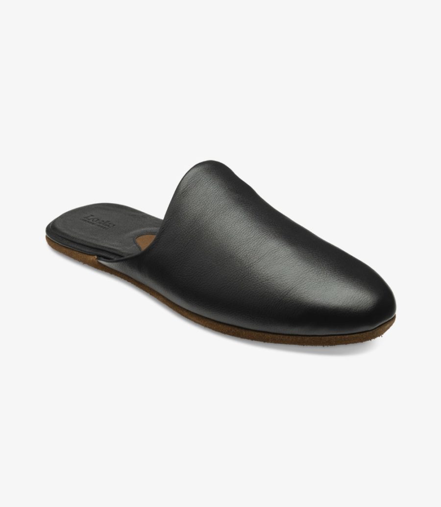 Loake Garrick Black Slipper Men's Slippers Black Grain | IE9592073