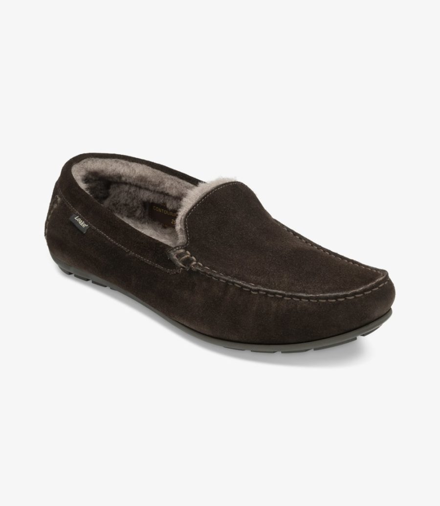 Loake Guards Dark Brown Suede Slipper Men's Slippers Dark Brown Suede | IE4588573