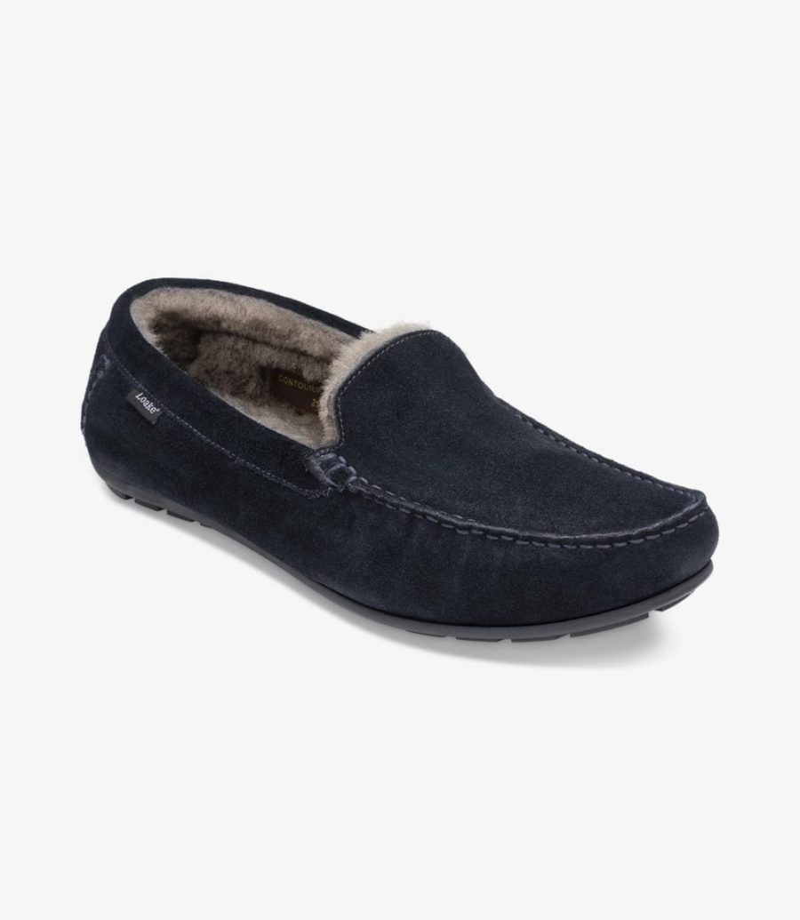 Loake Guards Suede Slipper Men's Slippers Navy Suede | IE2943416