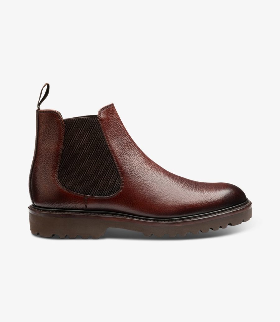 Loake Huxley Burgundy Grain Boot Men\'s Chelsea Boots Burgundy Grain | IE5428632