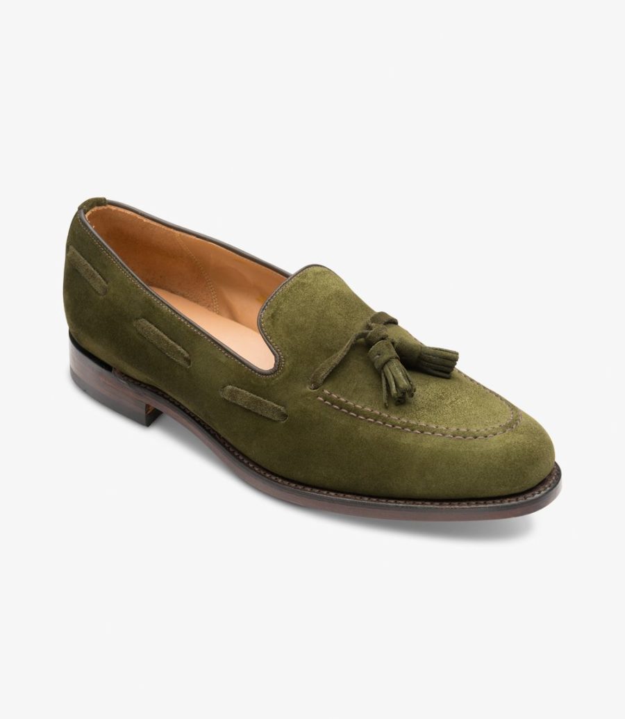 Loake Lincoln Men's Loafers Olive Suede | IE1532069