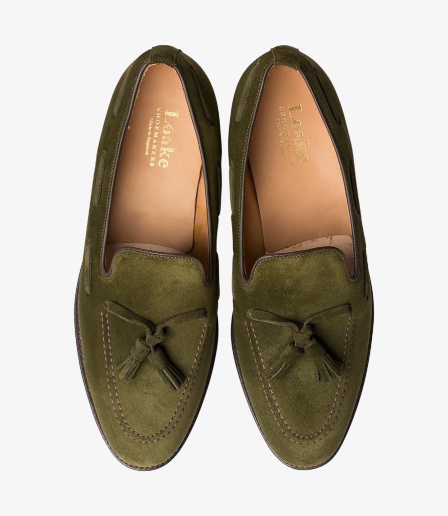 Loake Lincoln Men's Loafers Olive Suede | IE1532069