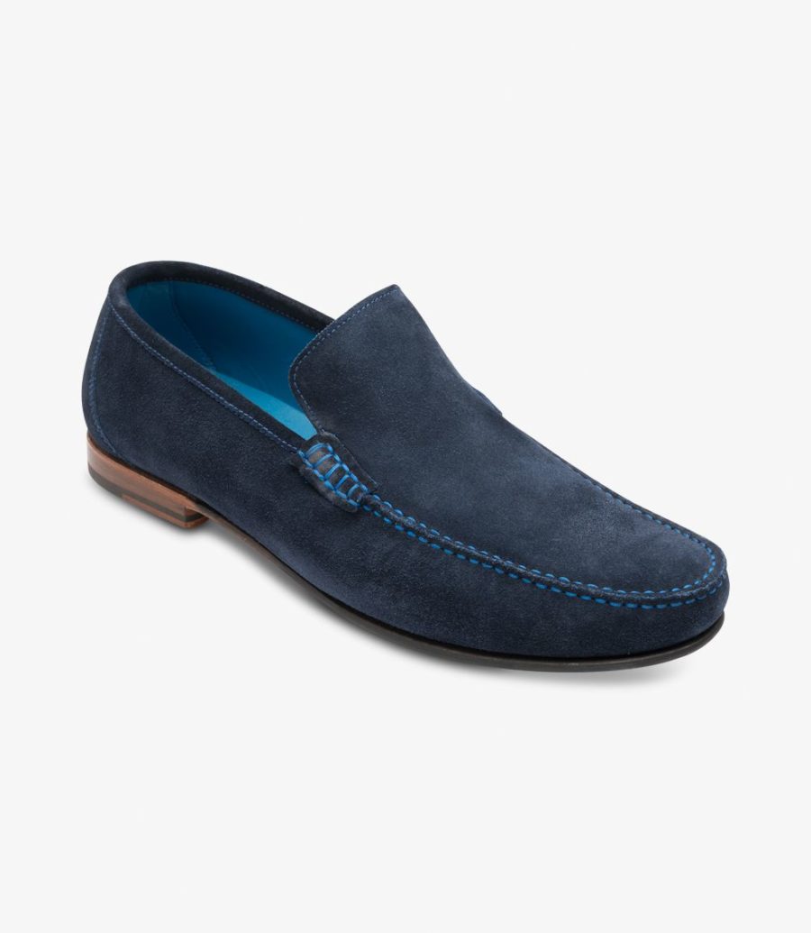 Loake Nicholson Men's Loafers Navy Suede | IE7523973