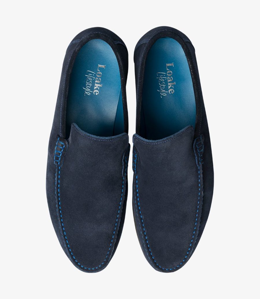 Loake Nicholson Men's Loafers Navy Suede | IE7523973