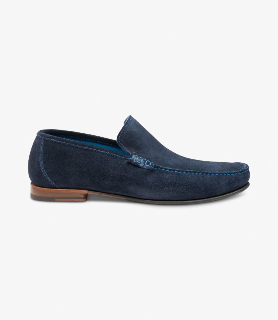 Loake Nicholson Men\'s Loafers Navy Suede | IE7523973