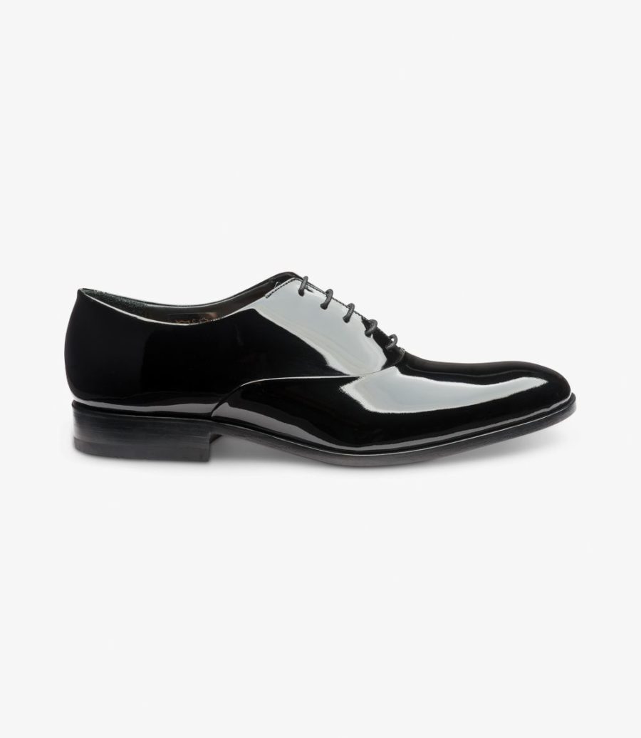 Loake Patent Plain Tie Men\'s Derby Shoes Black | IE3646903