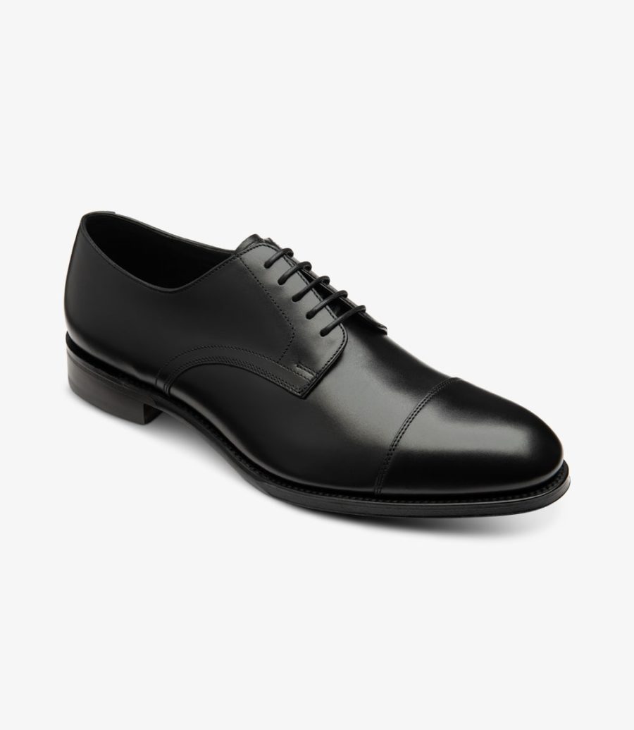 Loake Petergate Toe-cap Men's Derby Shoes Carbon Black | IE6123514