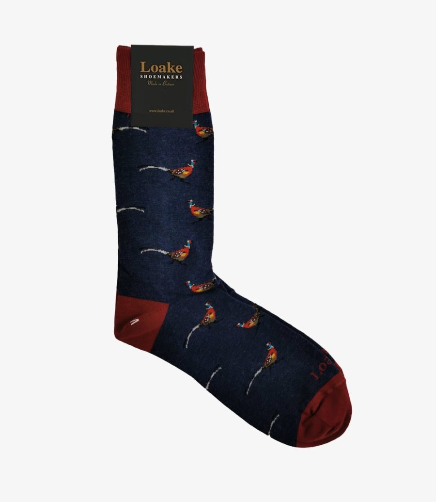 Loake Pheasant Socks Men\'s Socks Navy | IE4823128