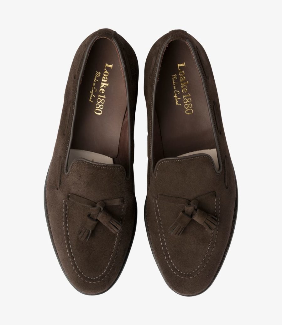 Loake Russell Men's Loafers Chocolate Brown Suede | IE9257422