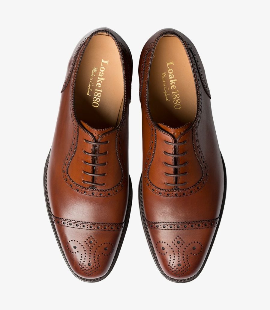 Loake Strand Semi Brogue Men's Semi Brogues Mahogany | IE3871344