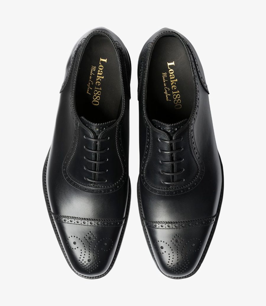 Loake Strand Semi Brogue Men's Semi Brogues Black | IE6193274