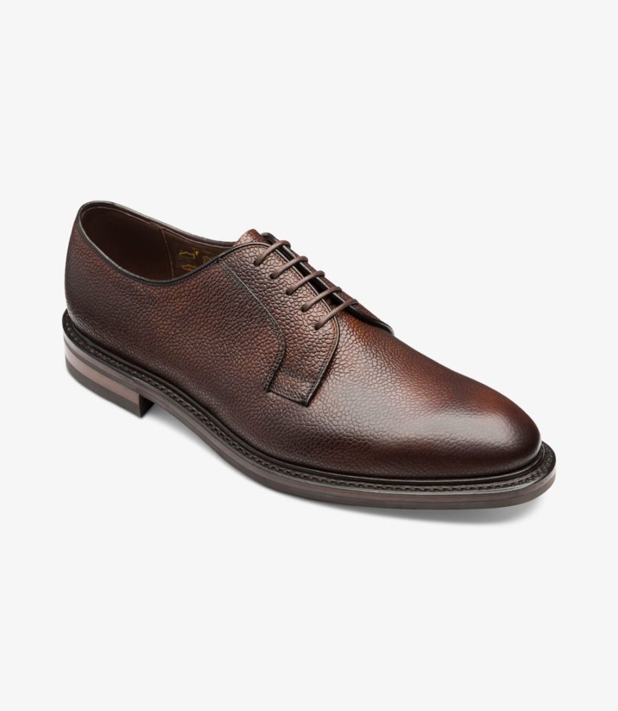 Loake Troon Plain Tie Men's Derby Shoes Rosewood Grain | IE4528793