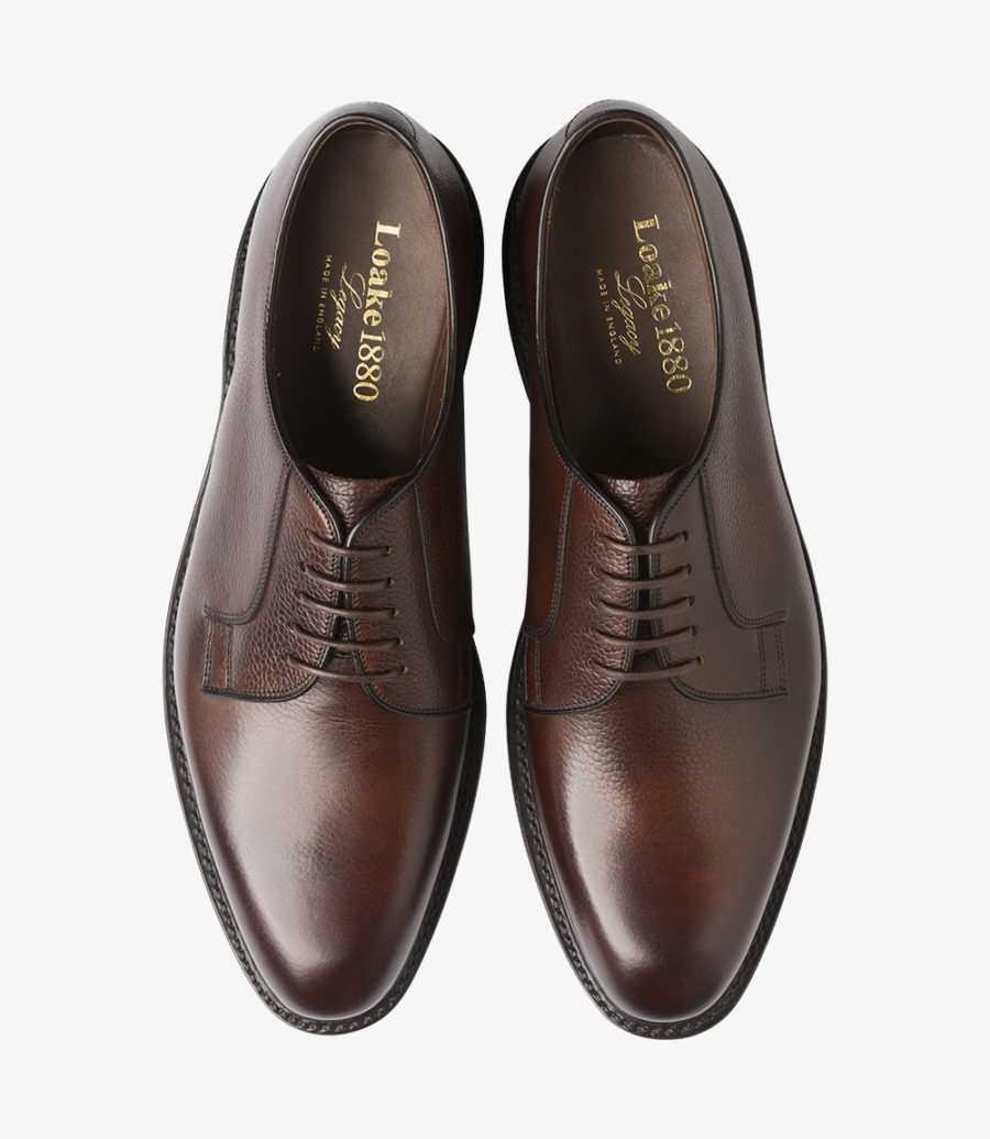 Loake Troon Plain Tie Men's Derby Shoes Rosewood Grain | IE4528793