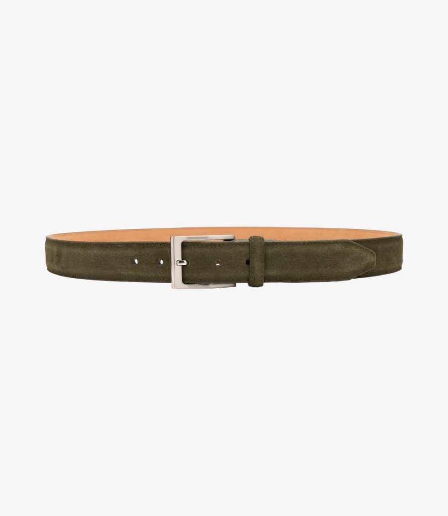 Loake William Belt Men's Belts Green Suede | IE0118390