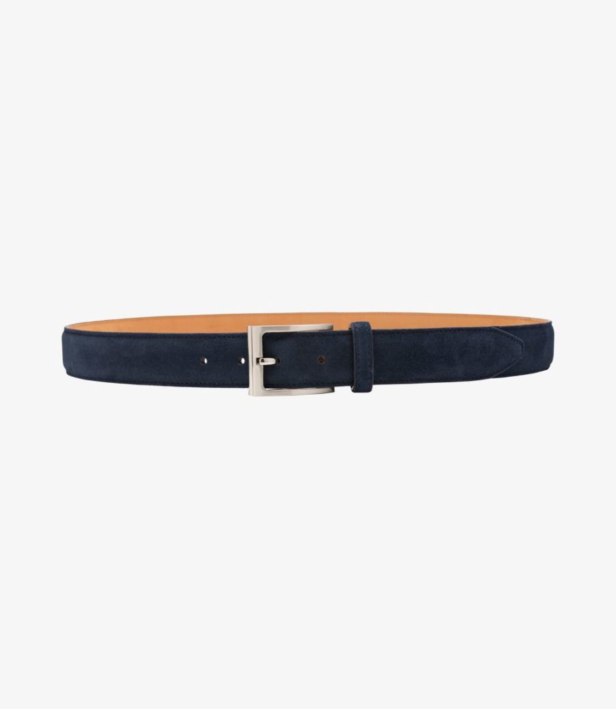 Loake William Belt Men's Belts Navy Suede | IE2596650