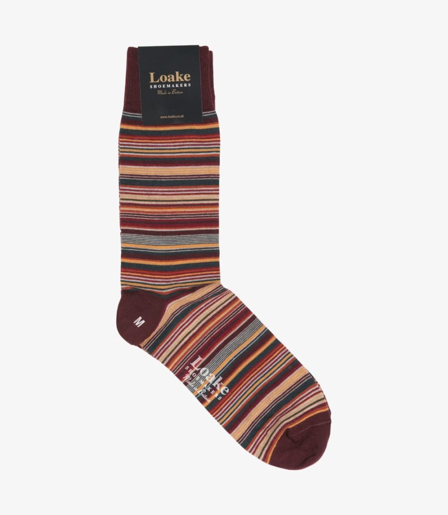 Loake Wine Narrow Stripe Socks Men\'s Socks Multi Colour | IE5469139