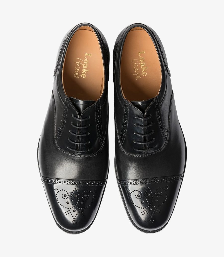 Loake Woodstock Toe-cap Men's Oxford Shoes Black | IE2933980