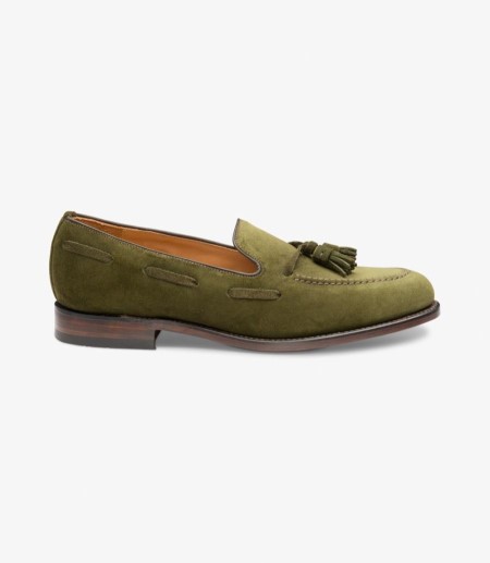 Loake Lincoln Men's Loafers Olive Suede | IE1532069