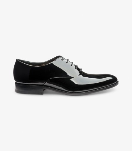 Loake Patent Plain Tie Men's Derby Shoes Black | IE3646903