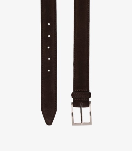 Loake William Belt Men's Belts Dark Brown Suede | IE6696582